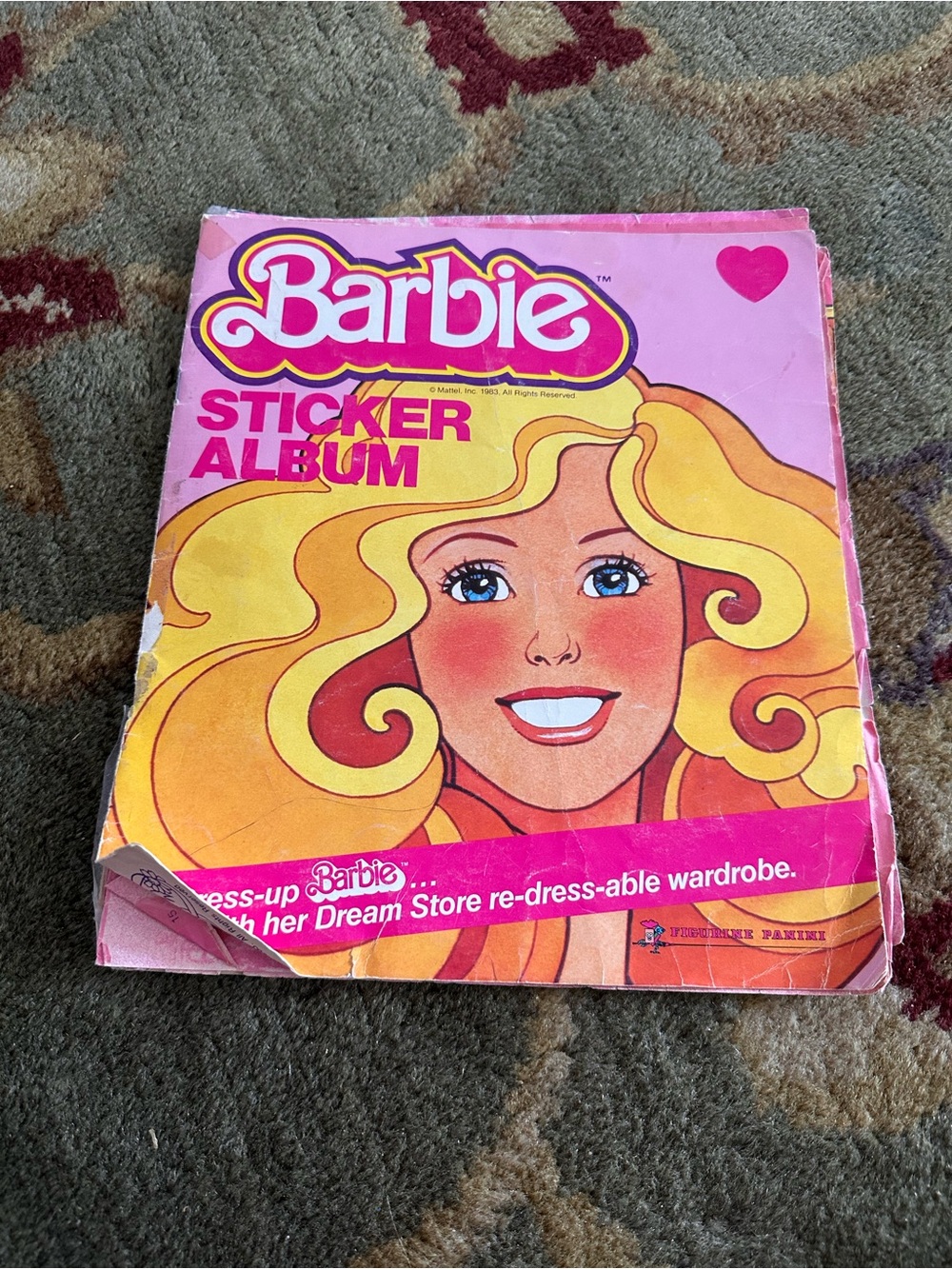 Vintage 1983 Barbie Sticker Album in Pink and Yellow